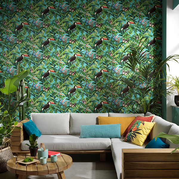 Galerie Wallpaper Product code: AM30002R - Amazonia Wallpaper Collection - Turquoise Multi-Coloured Colours -  