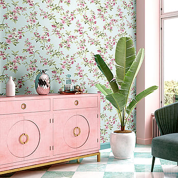Galerie Wallcoverings Product Code 84006 - Cottage Chic Wallpaper Collection - Tiffany Colours -  