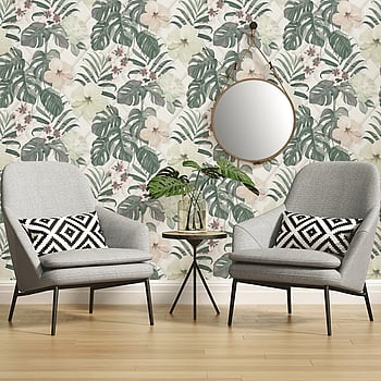 Galerie Wallcoverings Product Code ES31143 - Escape Wallpaper Collection - White, Green, Pink, Grey Colours -  