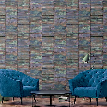 Galerie Wallcoverings Product Code G45342 - Grunge Wallpaper Collection - Blue Brown Green Black Colours -  